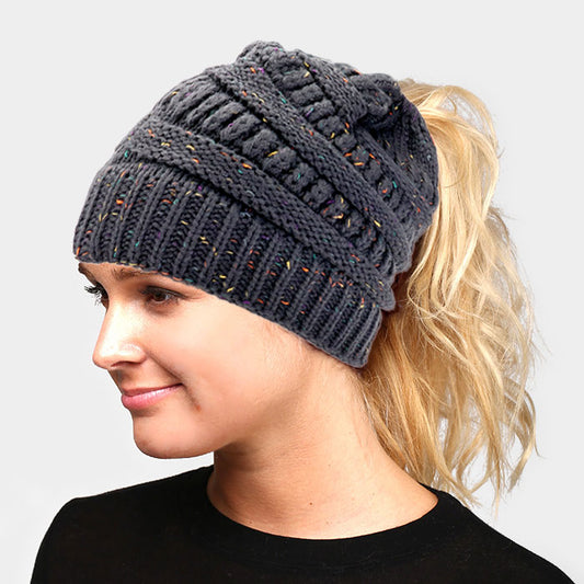 HATEGORY Multi Color Sprinkled Hole Knitted Beanie Hat