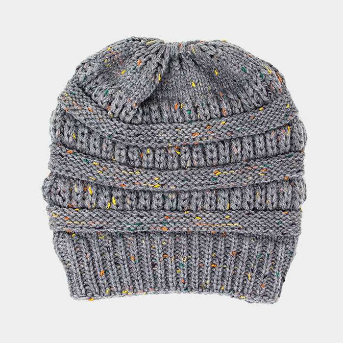 HATEGORY Multi Color Sprinkled Hole Knitted Beanie Hat