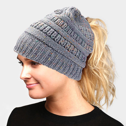 HATEGORY Multi Color Sprinkled Hole Knitted Beanie Hat