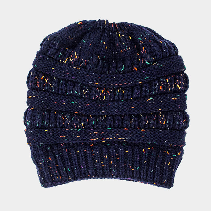 HATEGORY Multi Color Sprinkled Hole Knitted Beanie Hat
