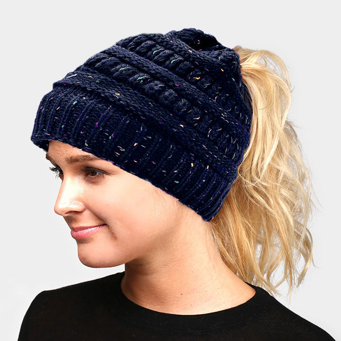 HATEGORY Multi Color Sprinkled Hole Knitted Beanie Hat