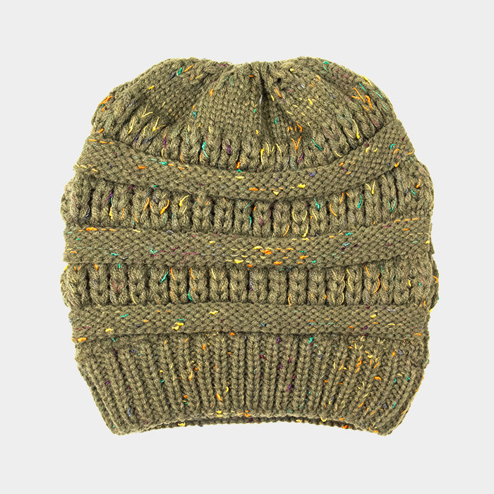 HATEGORY Multi Color Sprinkled Hole Knitted Beanie Hat