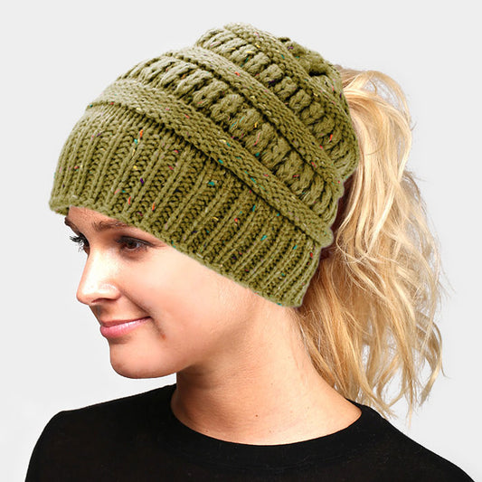 HATEGORY Multi Color Sprinkled Hole Knitted Beanie Hat