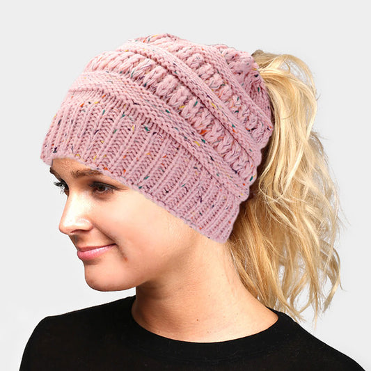 HATEGORY Multi Color Sprinkled Hole Knitted Beanie Hat