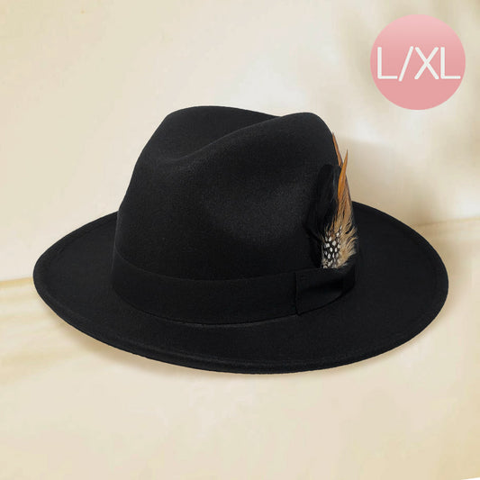 HATEGORY Feather Bow Pointed Fedora Hat