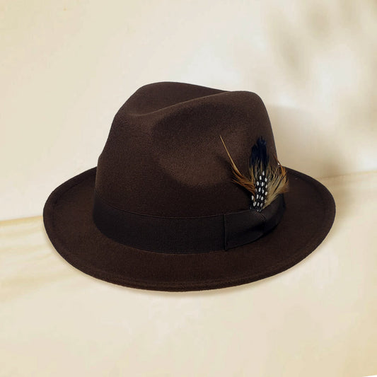 HATEGORY Feather Bow Pointed Fedora Hat