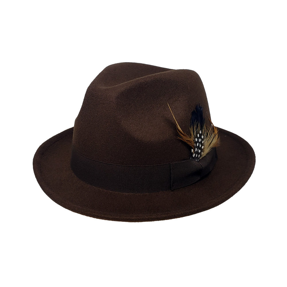 HATEGORY Feather Bow Pointed Fedora Hat
