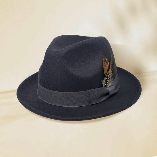 HATEGORY Feather Bow Pointed Fedora Hat
