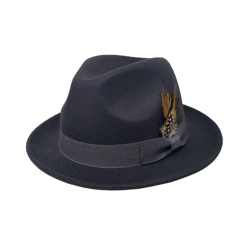 HATEGORY Feather Bow Pointed Fedora Hat