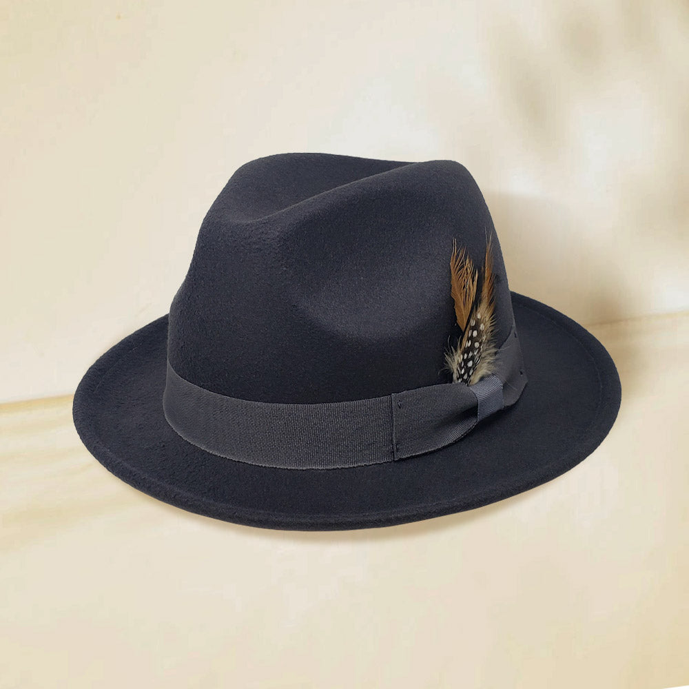 HATEGORY Feather Bow Pointed Fedora Hat