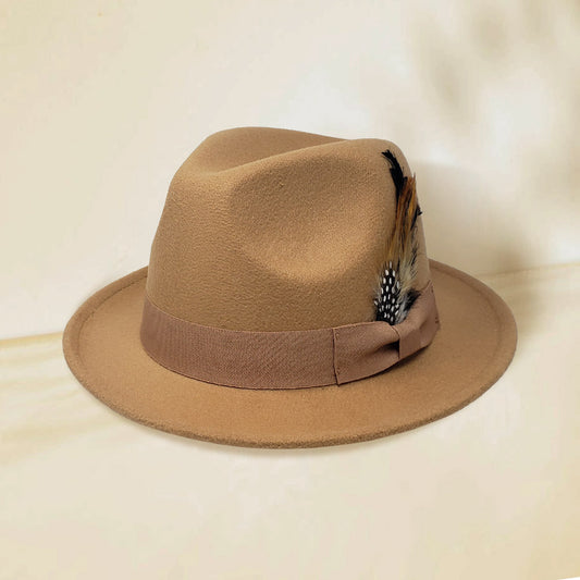 HATEGORY Feather Bow Pointed Fedora Hat