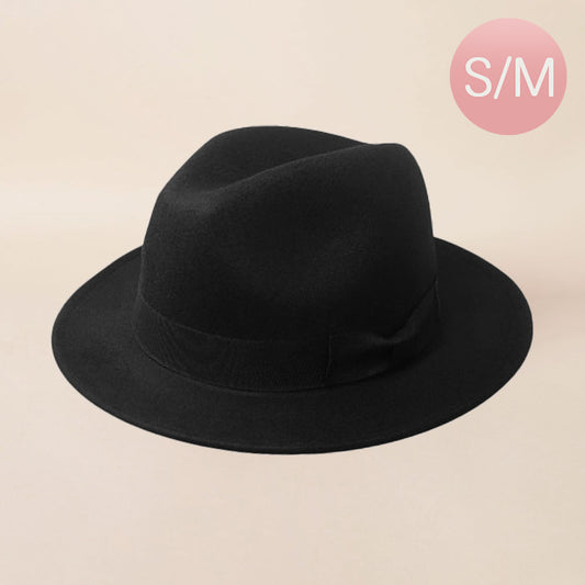 HATEGORY Bow Band Pointed Solid Fedora Panama Hat