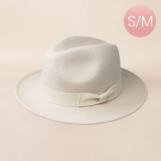HATEGORY Bow Band Pointed Solid Fedora Panama Hat