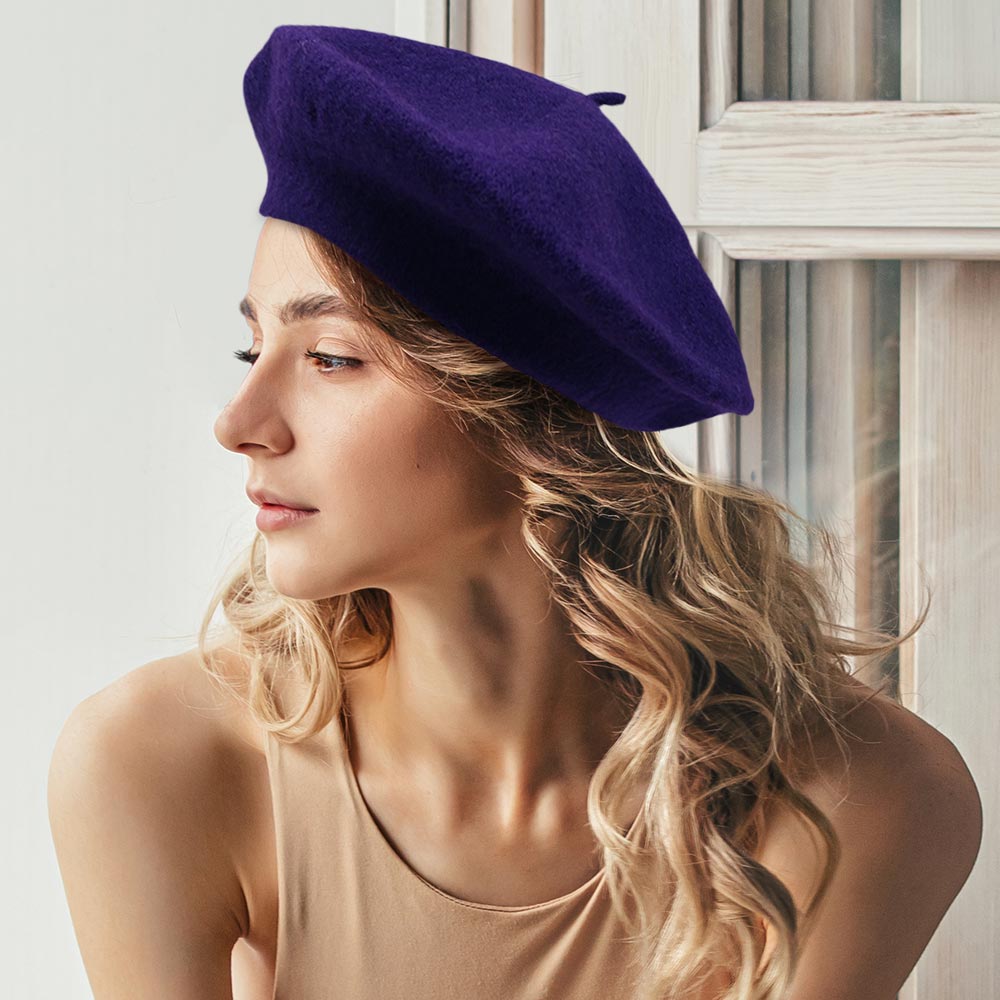 HATEGORY Solid Beret Hat