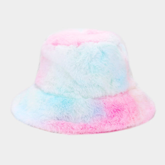 HATEGORY Tie Dye Faux Fur Bucket Hat
