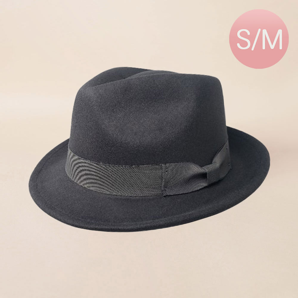 HATEGORY Bow Band Pointed Solid Fedora Panama Hat