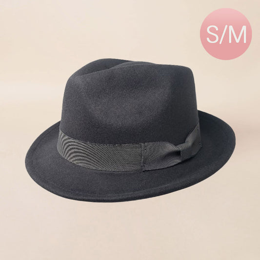 HATEGORY Bow Band Pointed Solid Fedora Panama Hat