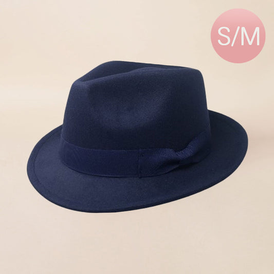 HATEGORY Bow Band Pointed Solid Fedora Panama Hat