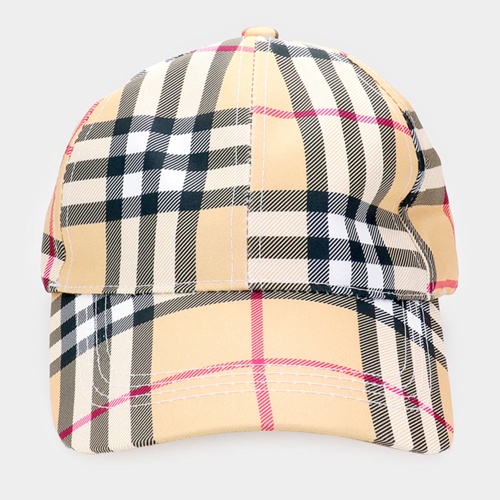 HATEGORY Plaid Check Patterned Baseball Cap
