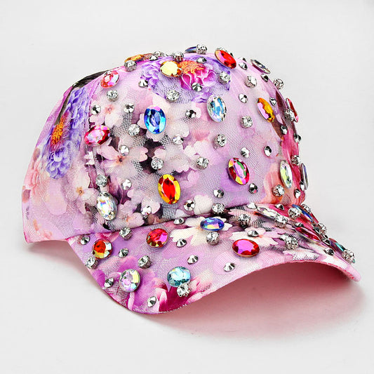 HATEGORY Teardrop Accented Flower Mesh Cap