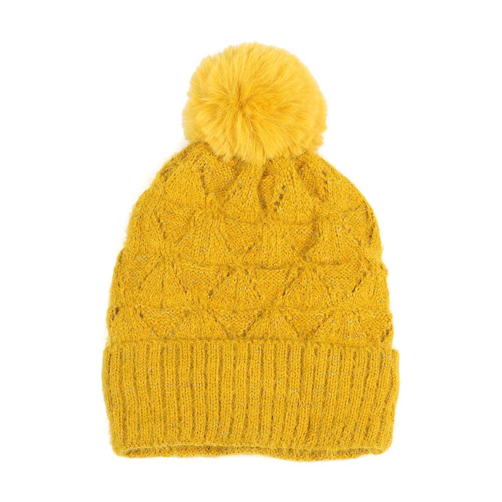 HATEGORY Pom Pom Multi Color Lurex Knit Beanie Hat