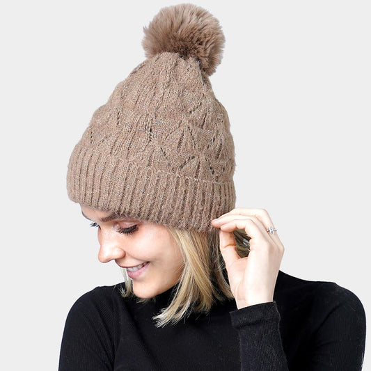 HATEGORY Pom Pom Multi Color Lurex Knit Beanie Hat