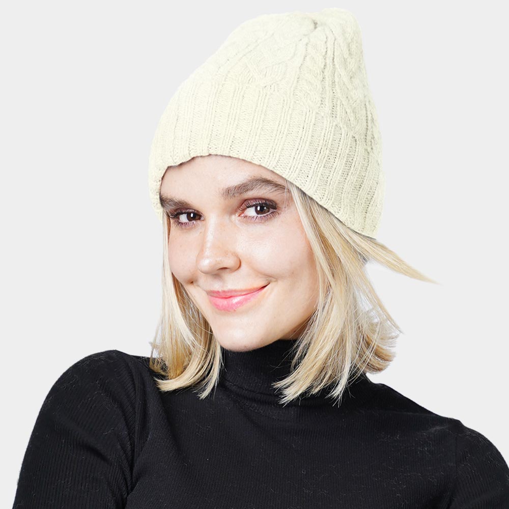 HATEGORY Cable Knit Cuff Beanie Hat