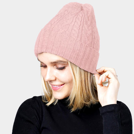 HATEGORY Cable Knit Cuff Beanie Hat