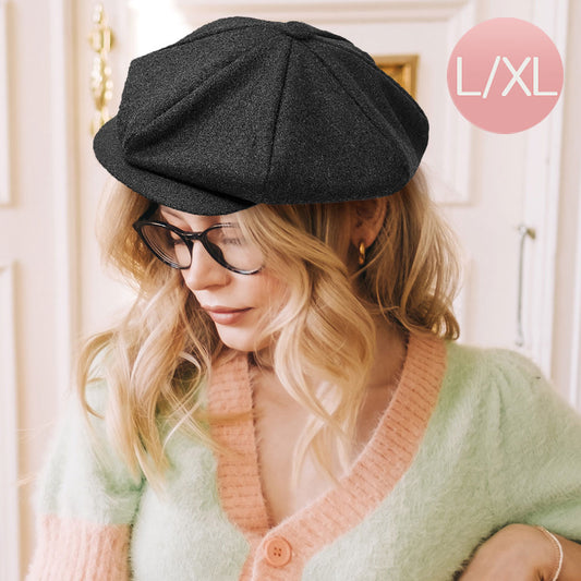 HATEGORY Solid Wool Newsboy Hat