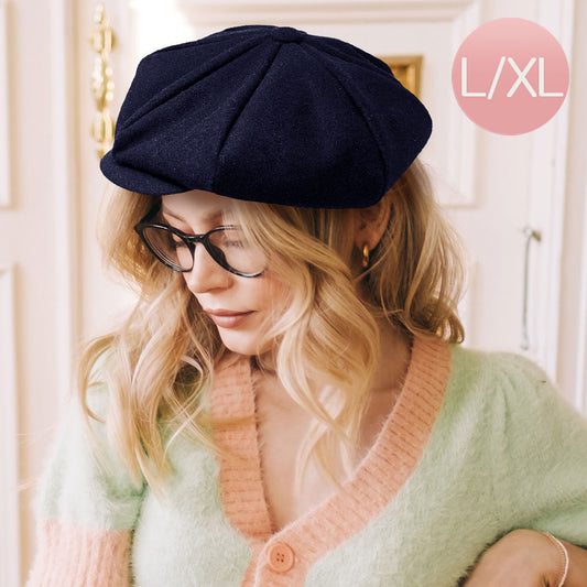 HATEGORY Solid Wool Newsboy Hat