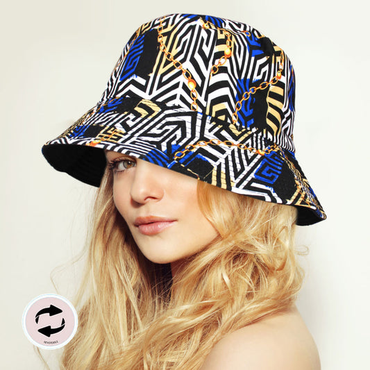 HATEGORY Reversible Chain Patterned Bucket Hat