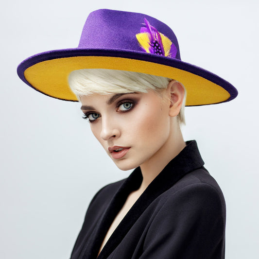 HATEGORY Feather Pointed Fedora Panama Hat