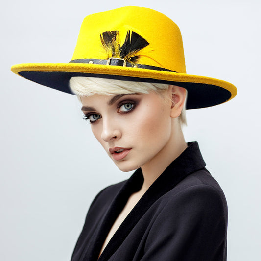 HATEGORY Feather Pointed Fedora Panama Hat