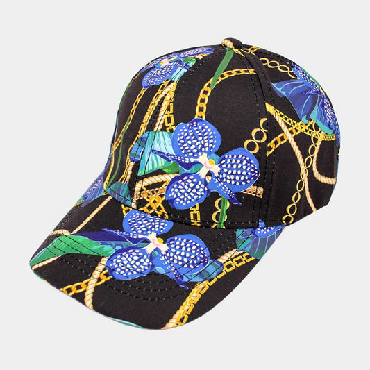 HATEGORY Chain Flower Patterned Baseball Cap