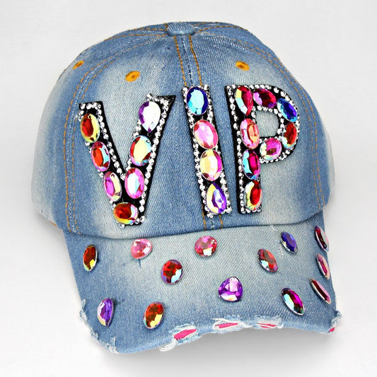 HATEGORY "VIP" Embedded Bling Denim Cap