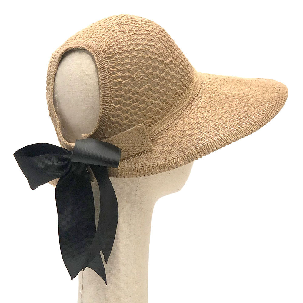 HATEGORY Bow Ponytail Straw Sun Hat