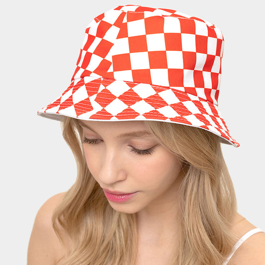 HATEGORY Reversible Checkerboard Bucket Hat
