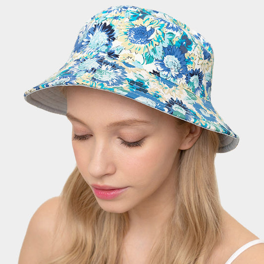 HATEGORY Reversible Waterproof Floral Print Rain Bucket Hat