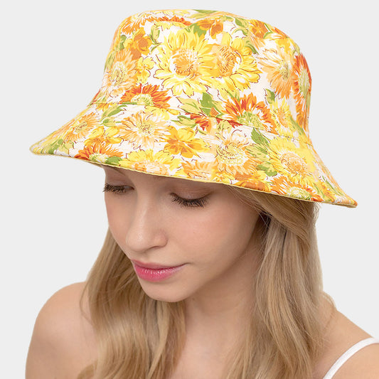 HATEGORY Reversible Waterproof Floral Print Rain Bucket Hat