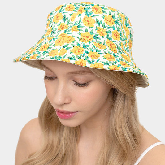 HATEGORY Reversible Waterproof Floral Print Rain Bucket Hat
