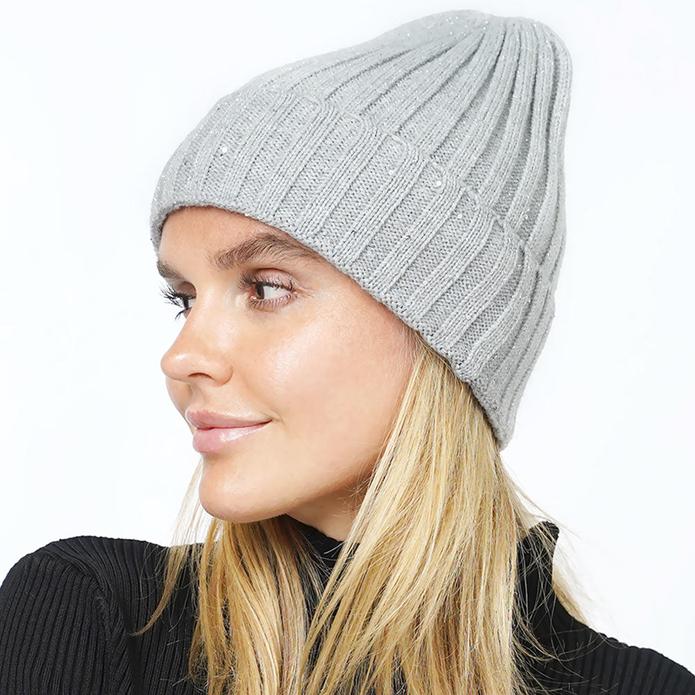 HATEGORY Sequin Knit Beanie Hat