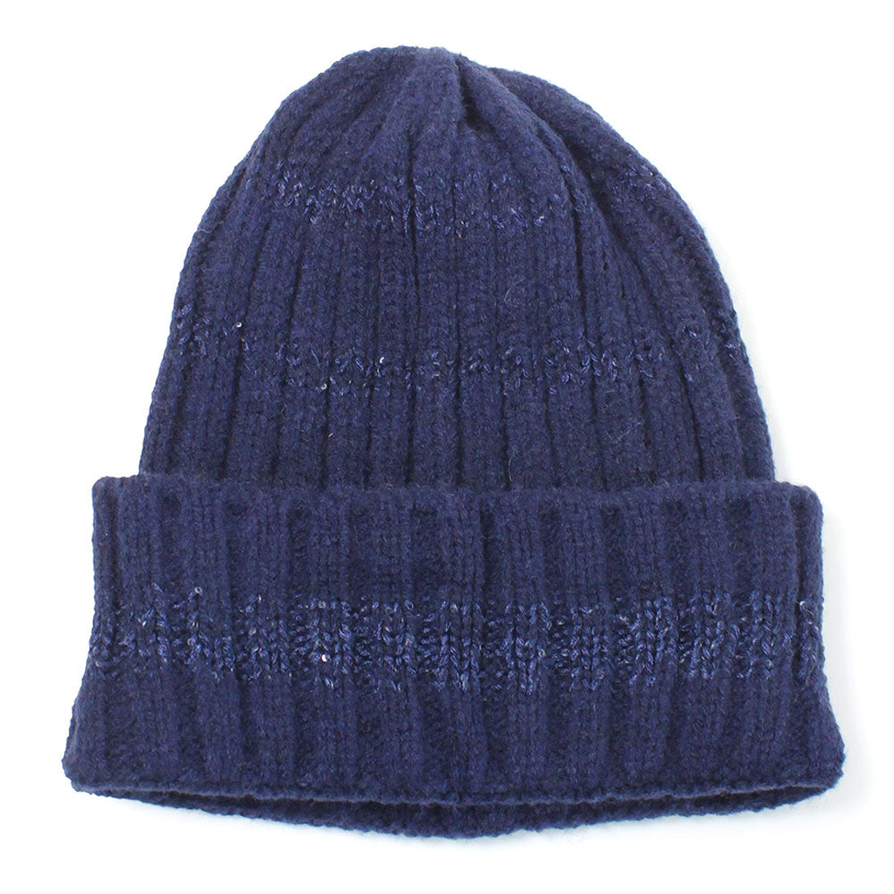 HATEGORY Sequin Stripe Knit Beanie Hat