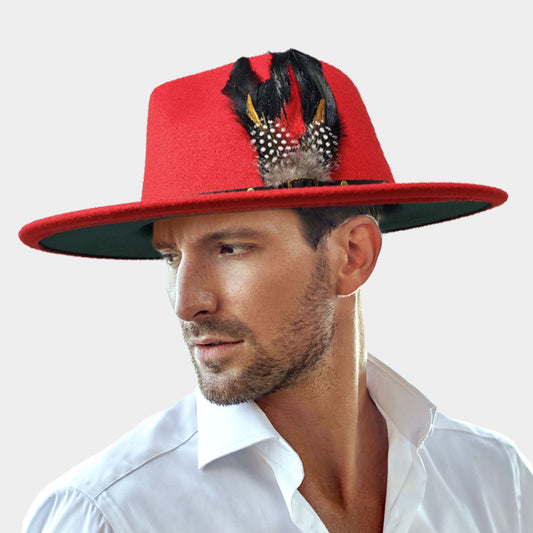 HATEGORY Feather Accented Felt Rancher Panama Hat