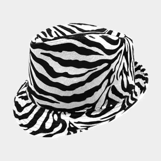 HATEGORY Belt Accented Zebra Fedora