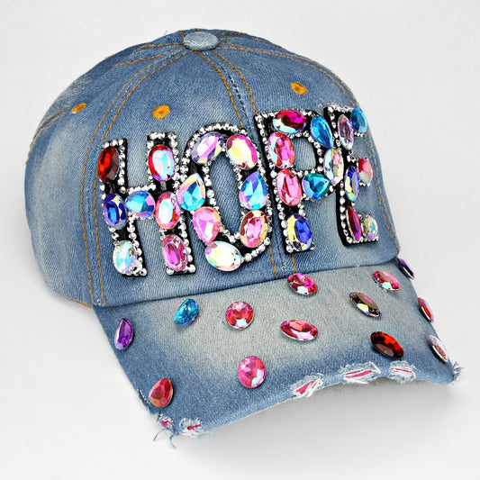 HATEGORY "HOPE" Embedded Bling Denim Cap