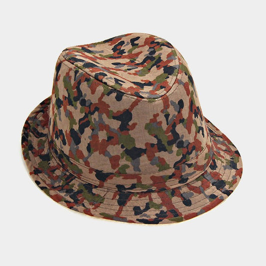 HATEGORY Military print fedora hat