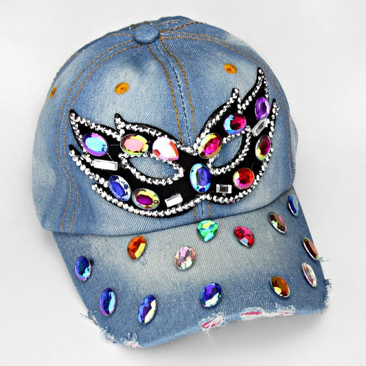 HATEGORY Mask Embedded Bling Denim Cap