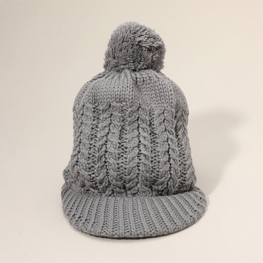 HATEGORY Knit Pom Pom Visor Beanie Hat
