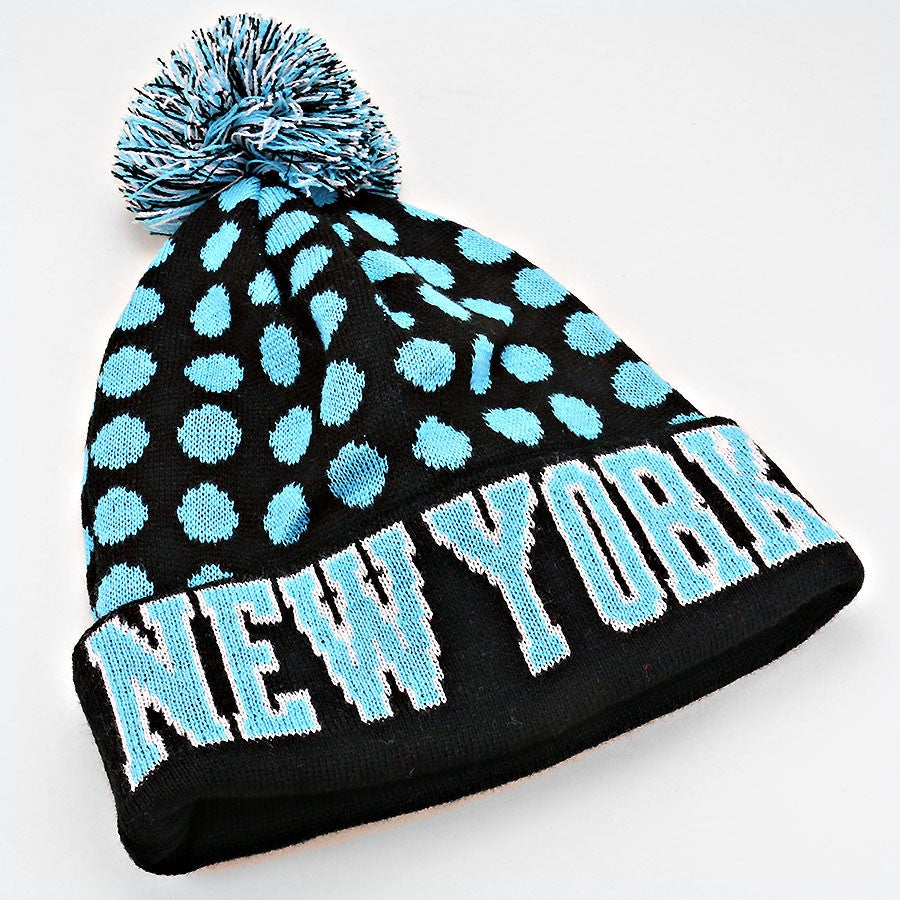 HATEGORY "New York" Acrylic Pom Beanie