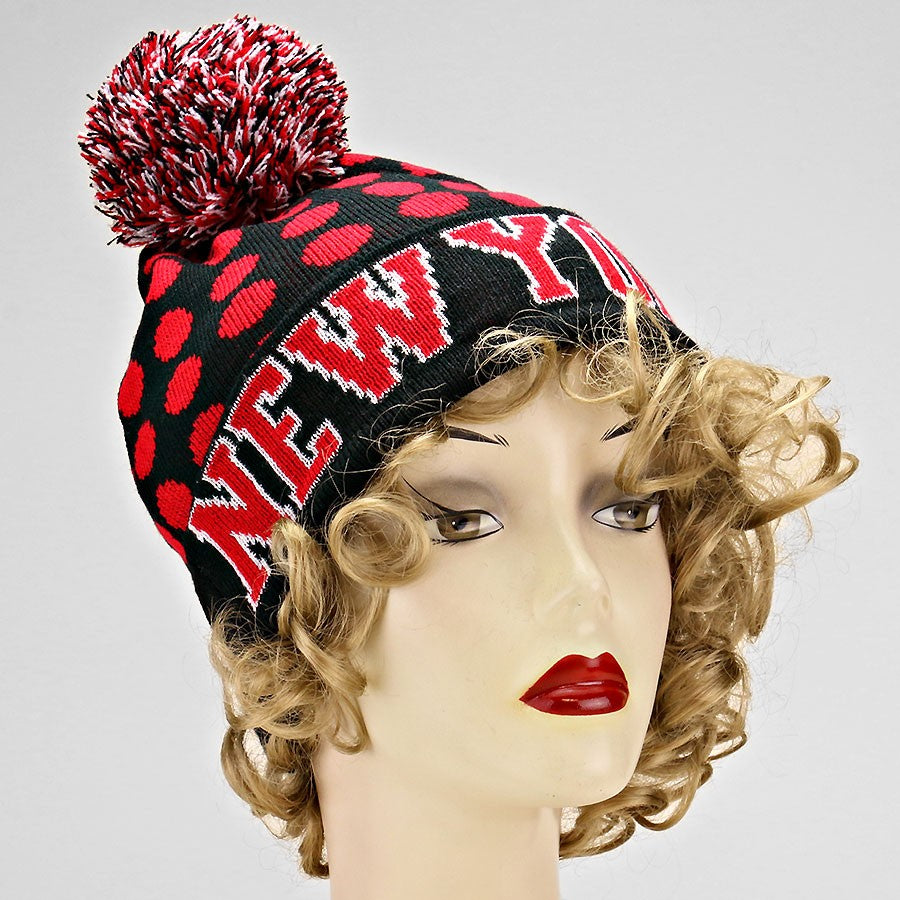 HATEGORY "New York" Acrylic Pom Beanie